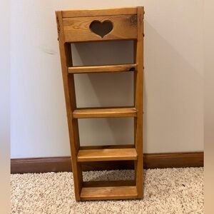 Vintage Brown Wooden Wall Shelf with Heart Cutout